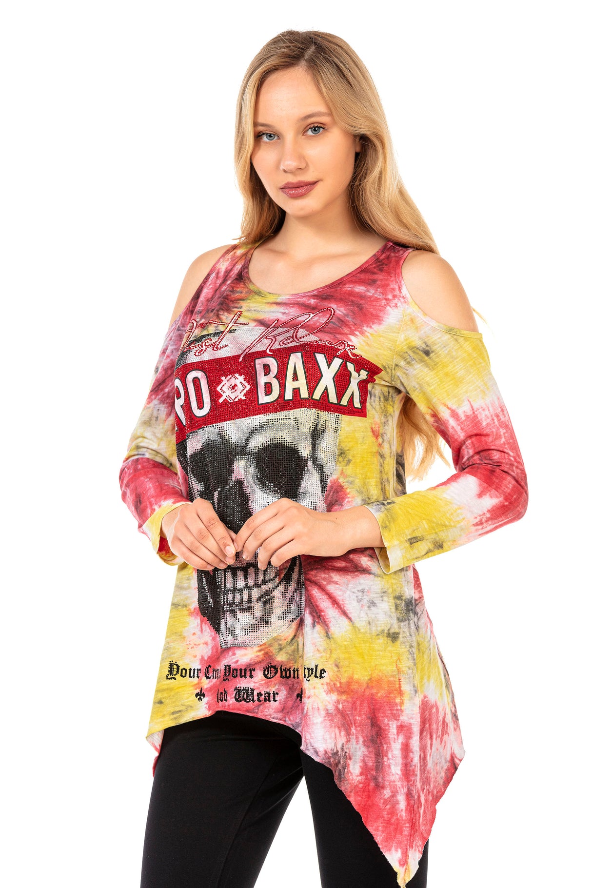 WL294 bluza damska z rozcięciami na ramionach