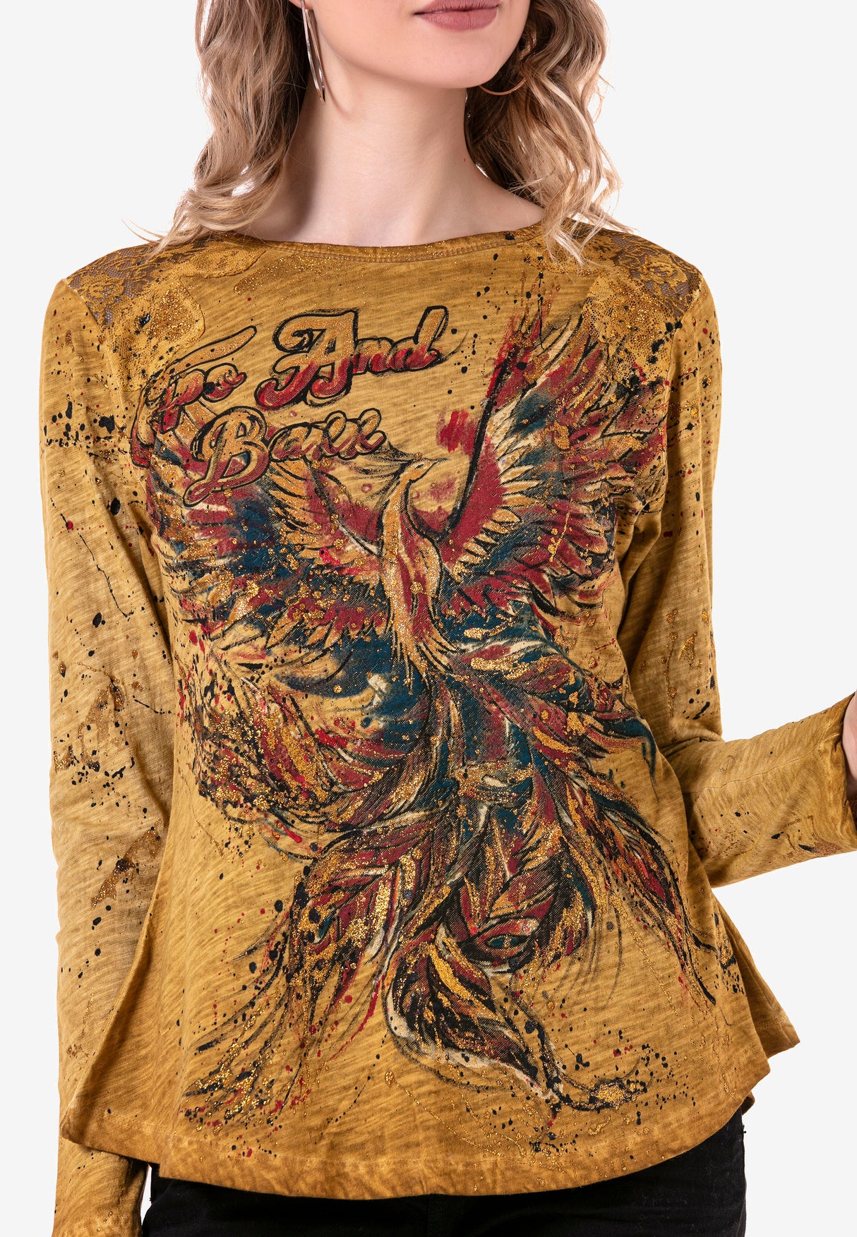 WL307 bluza damska ze złotymi akcentami