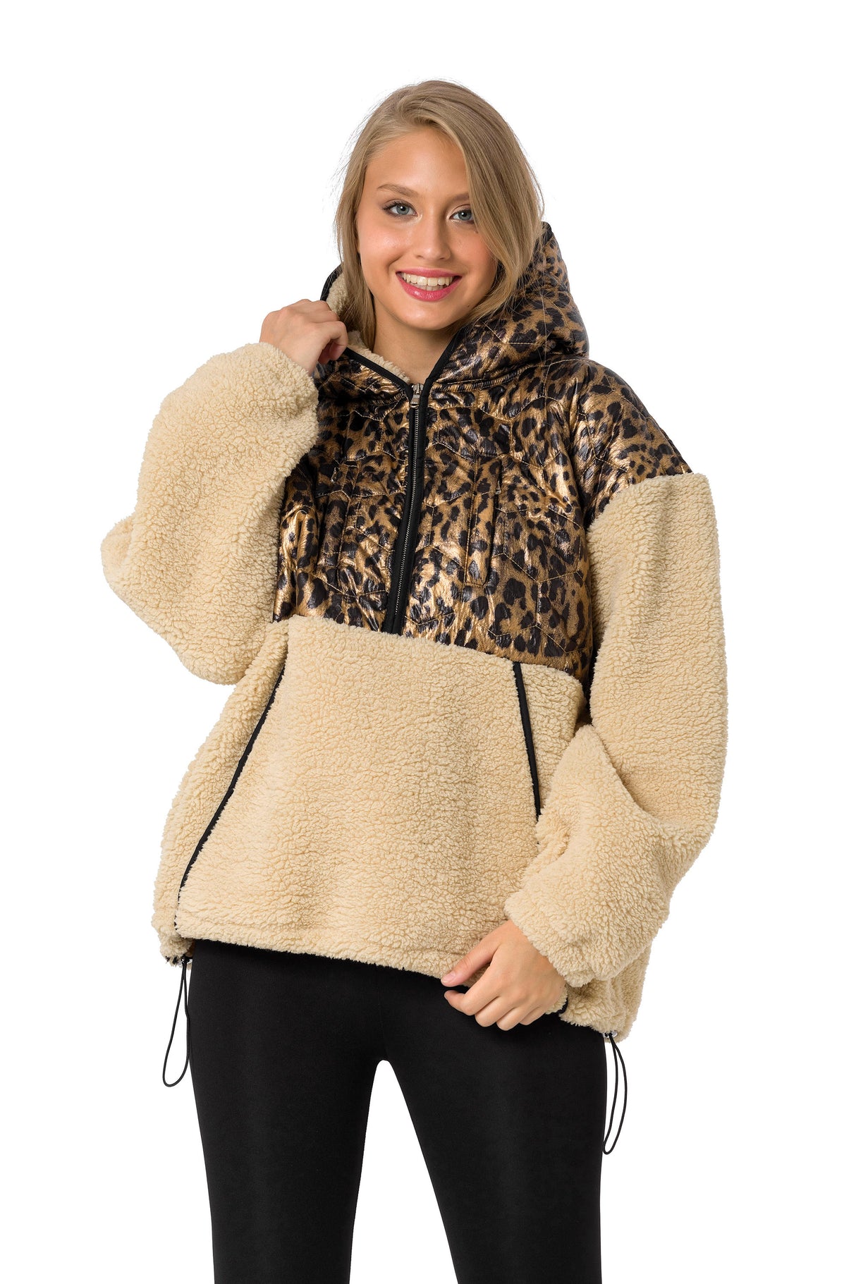 WL333 bluza damska z pikowanym błyszczącym elementem