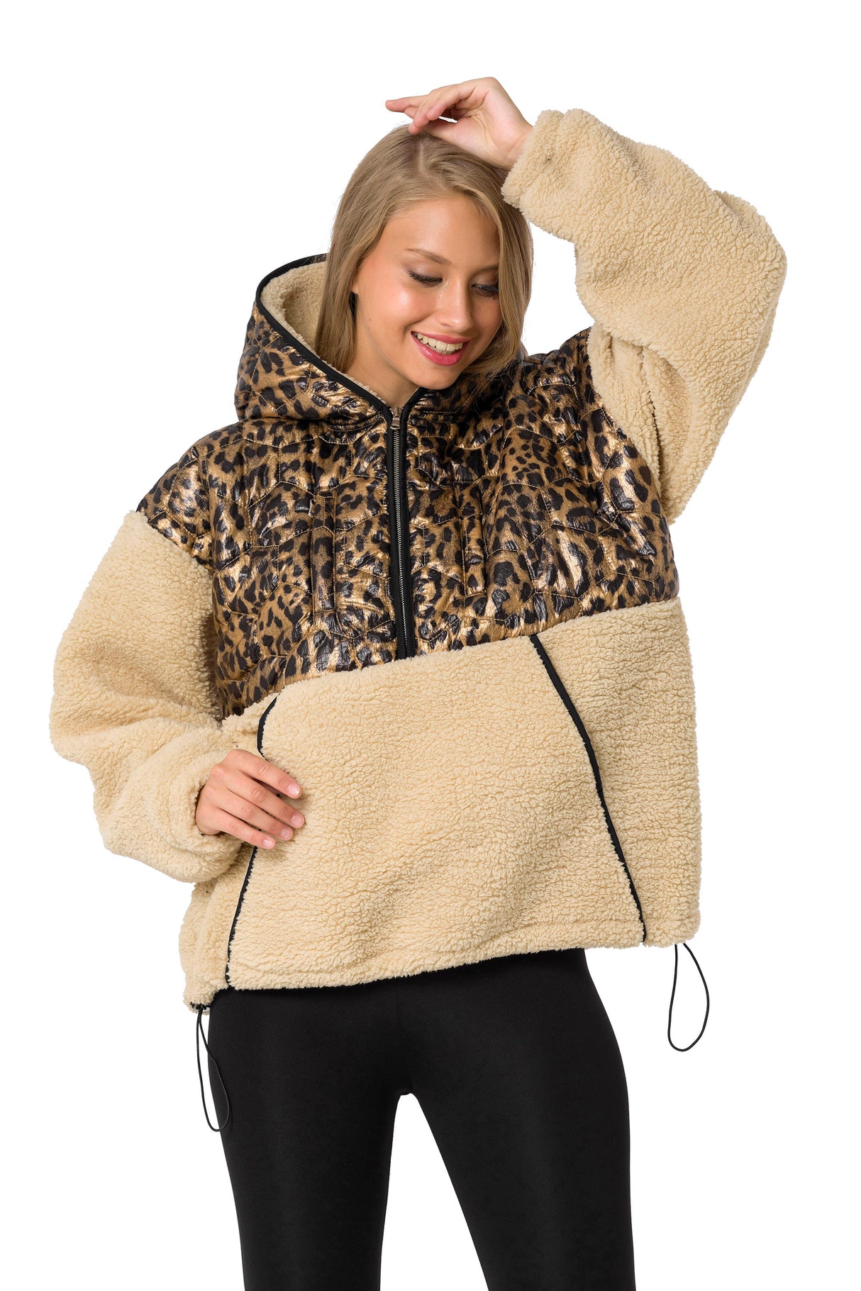 WL333 bluza damska z pikowanym błyszczącym elementem