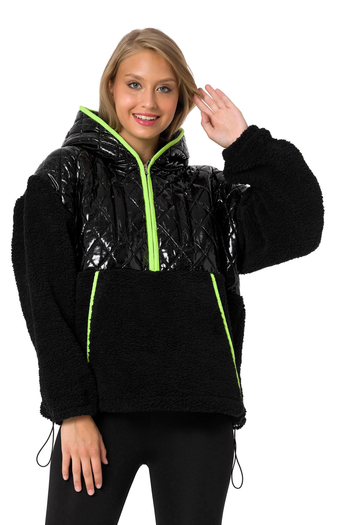 WL333 bluza damska z pikowanym błyszczącym elementem