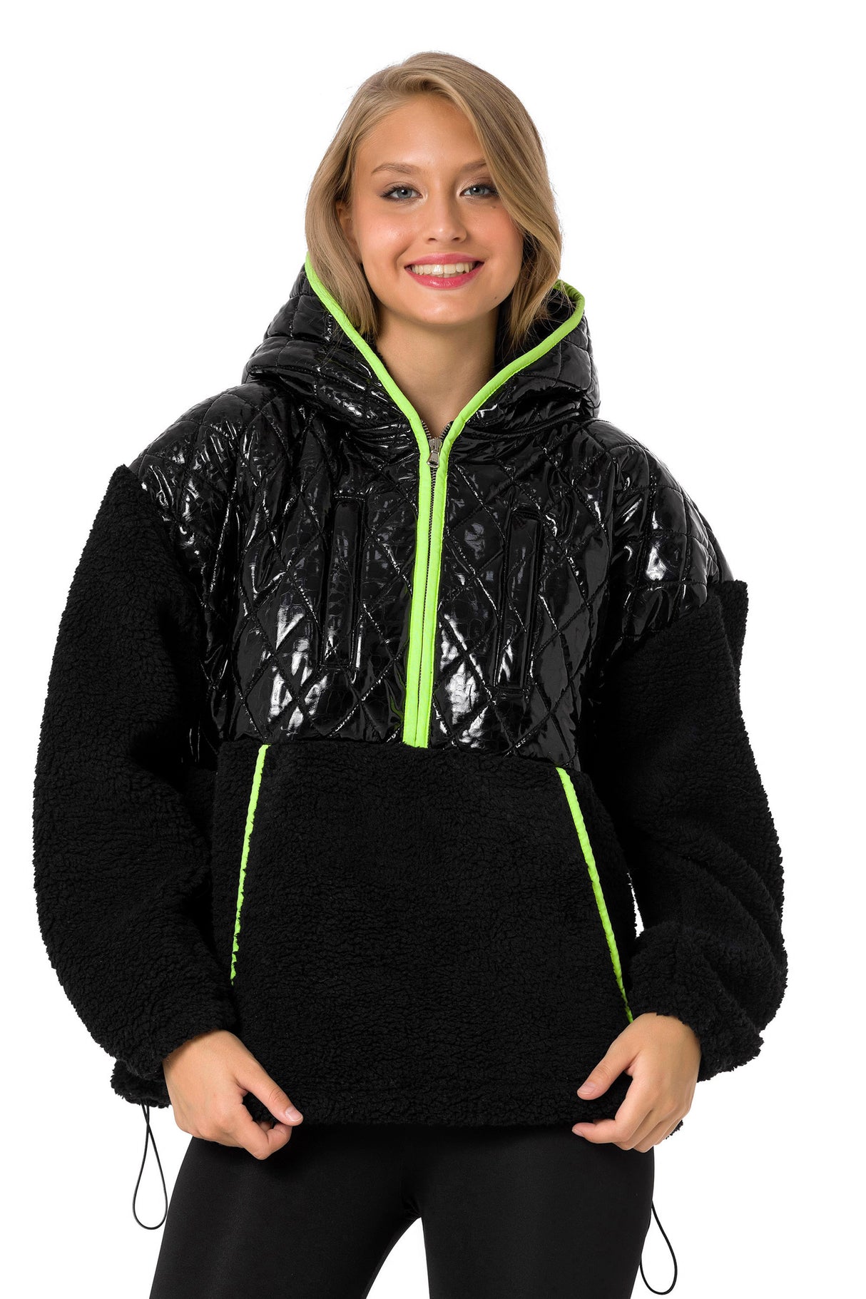 WL333 bluza damska z pikowanym błyszczącym elementem