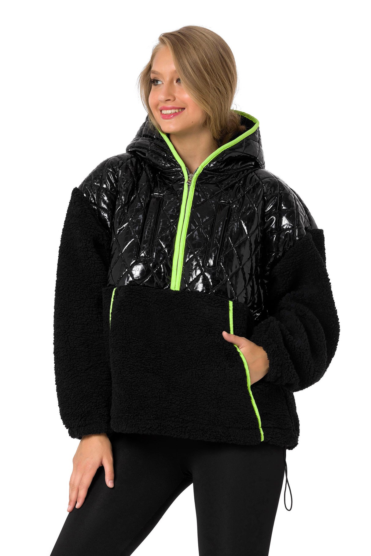 WL333 bluza damska z pikowanym błyszczącym elementem
