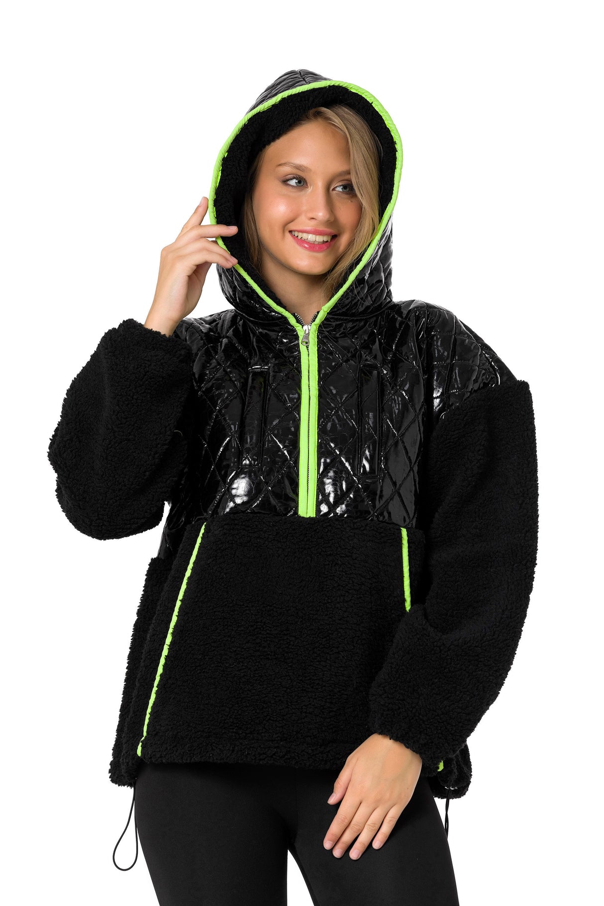 WL333 bluza damska z pikowanym błyszczącym elementem