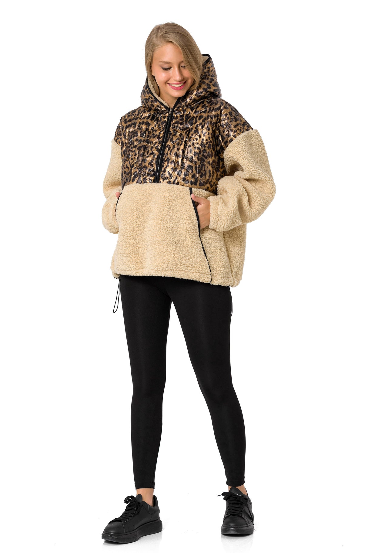 WL333 bluza damska z pikowanym błyszczącym elementem