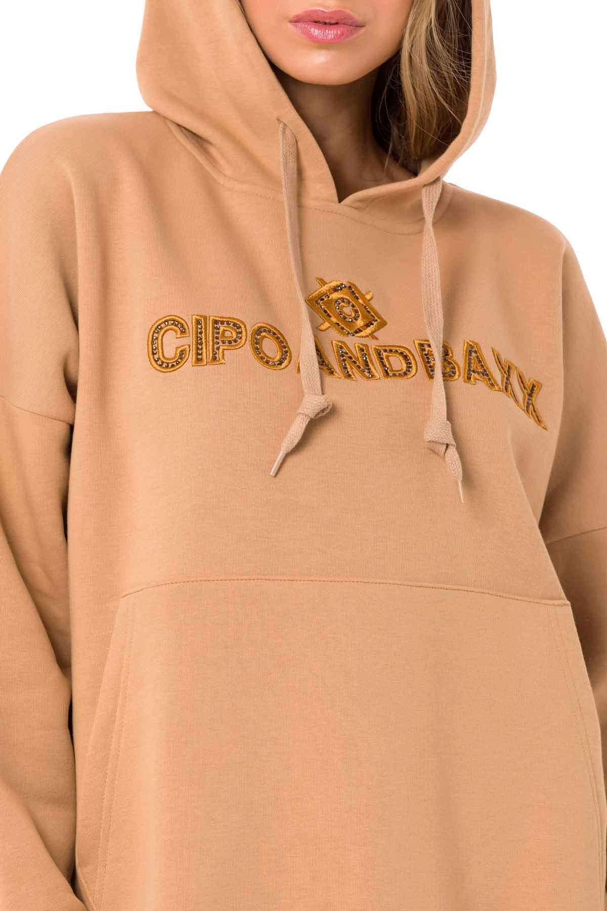 WL334 bluza damska z kapturem i haftem z kamieniami