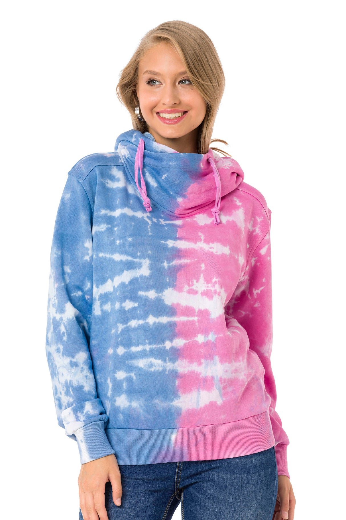 WL341 bluza damska z kapturem w batikowym stylu