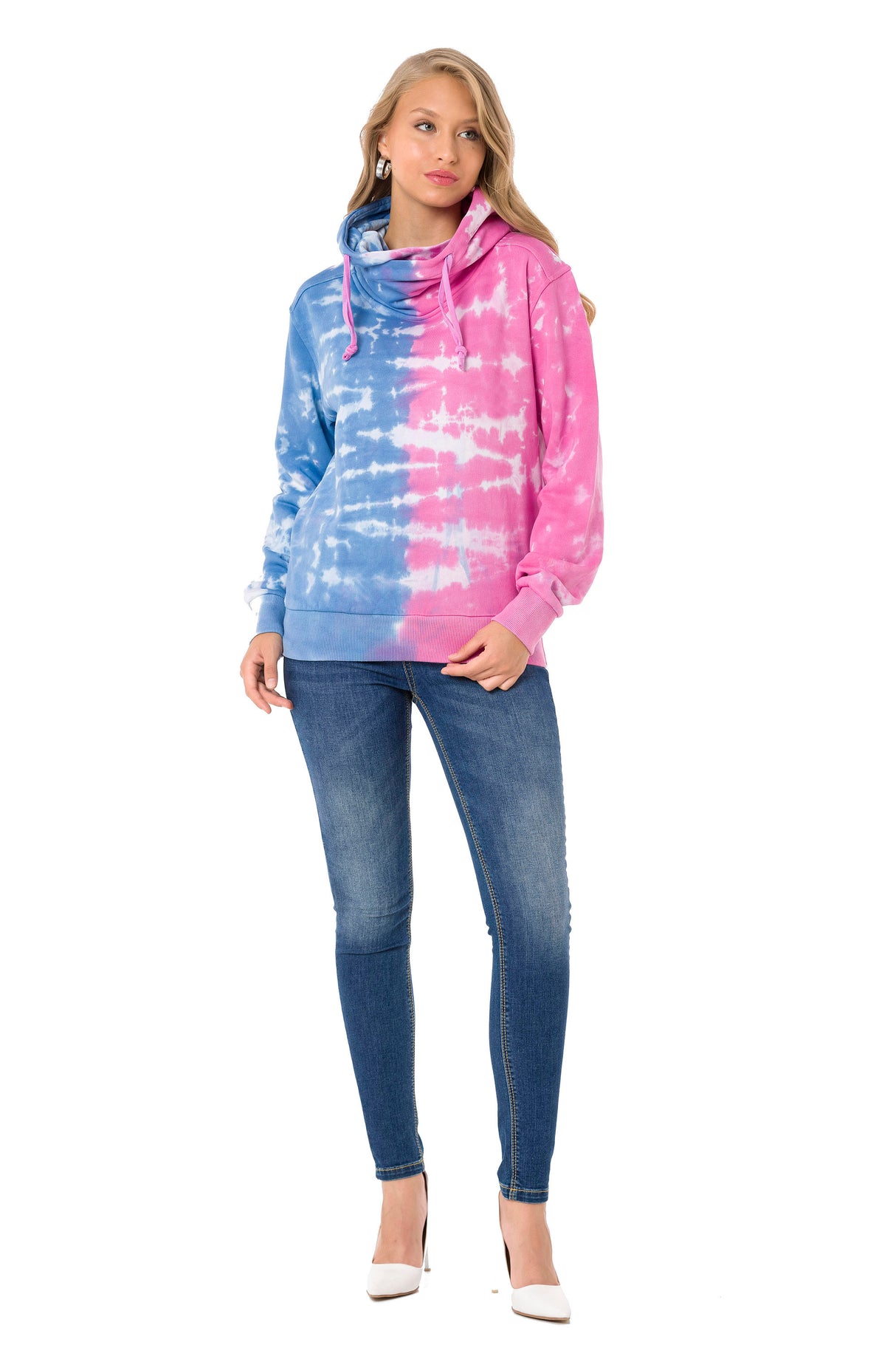 WL341 bluza damska z kapturem w batikowym stylu