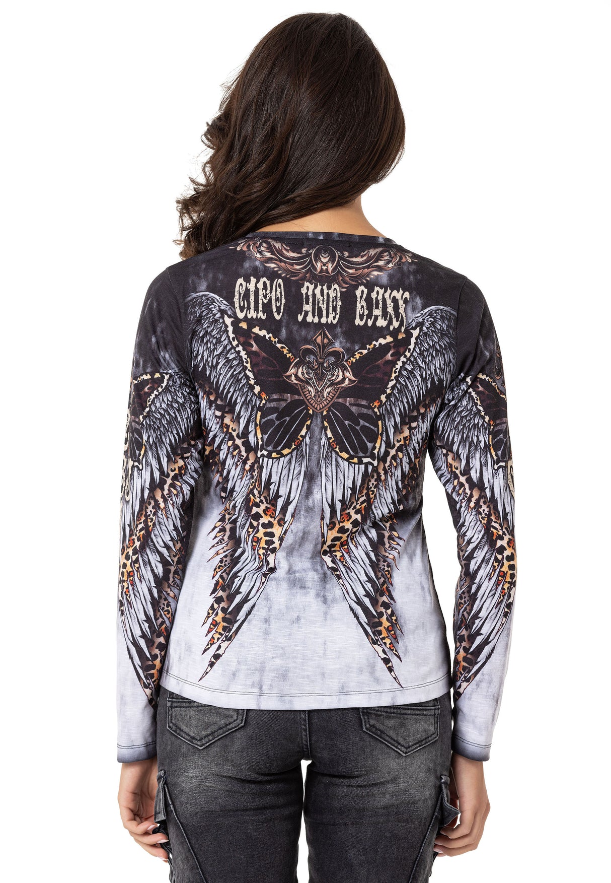 WL353 bluzka damska z nadrukiem i kamieniami