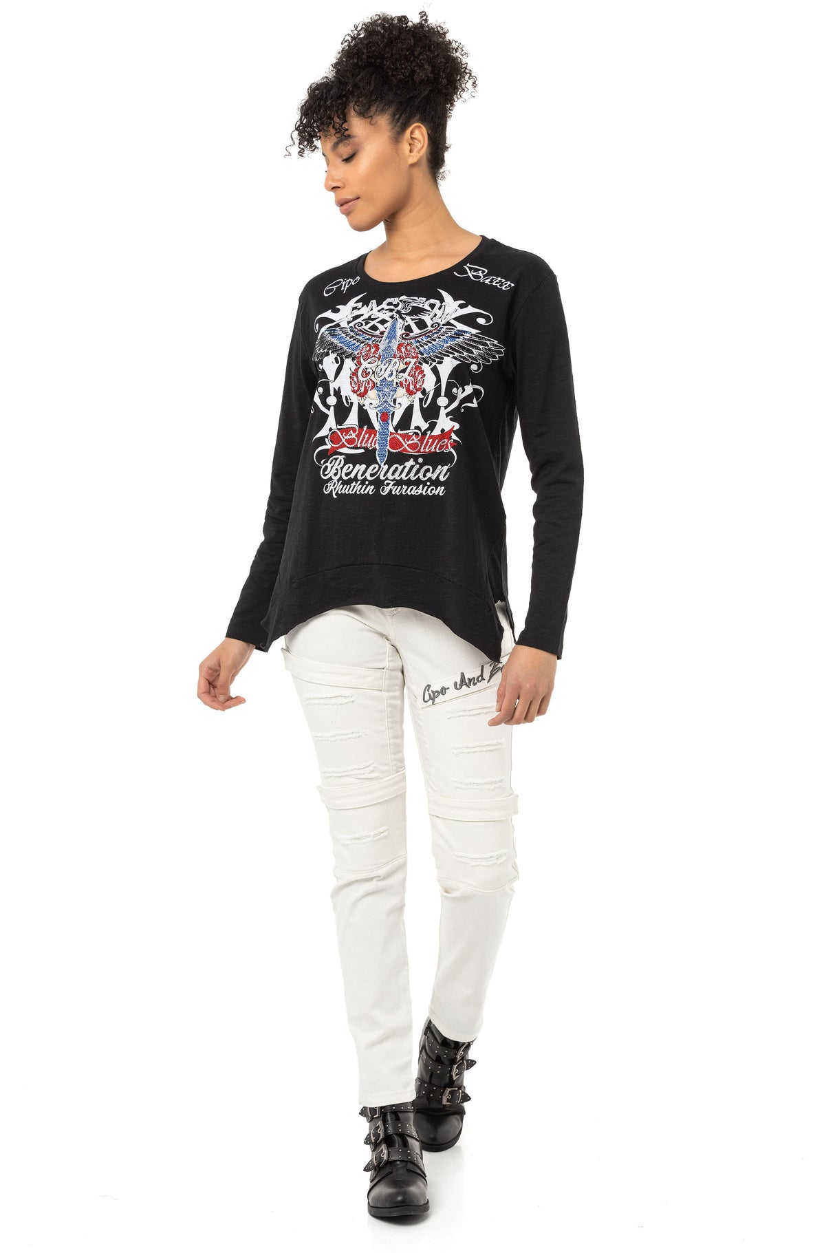 WL354 bluzka damska z kamieniami