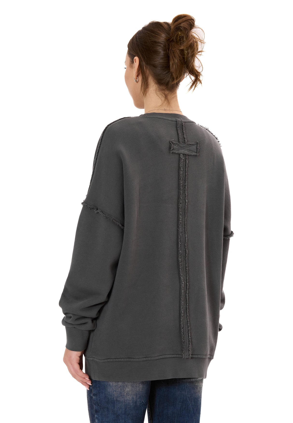 WL371 Damen Oversize Sweatshirt – Locker geschnittener Pullover mit Strukturmuster & Nahtdetails | Stylische Streetwear für Alltag & Freizeit