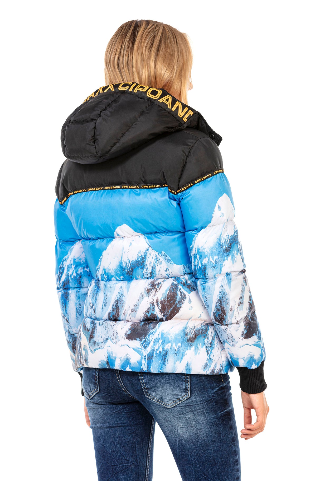 WM119 damska kurtka zimowa z motywem gór