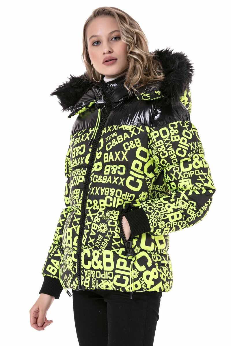 WM129 kurtka damska zimowa z nadrukiem