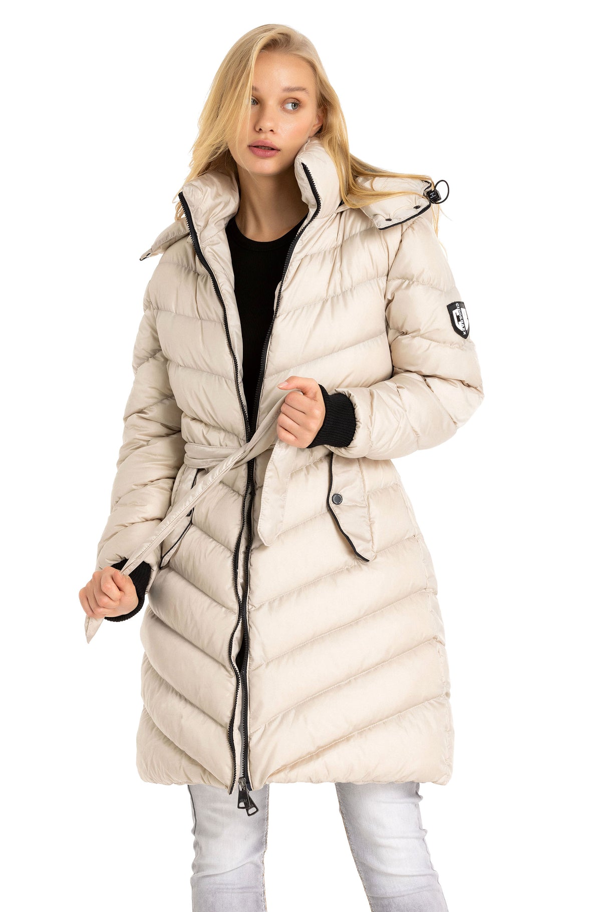 WM135 damska zimowa kurtka pikowana z kapturem