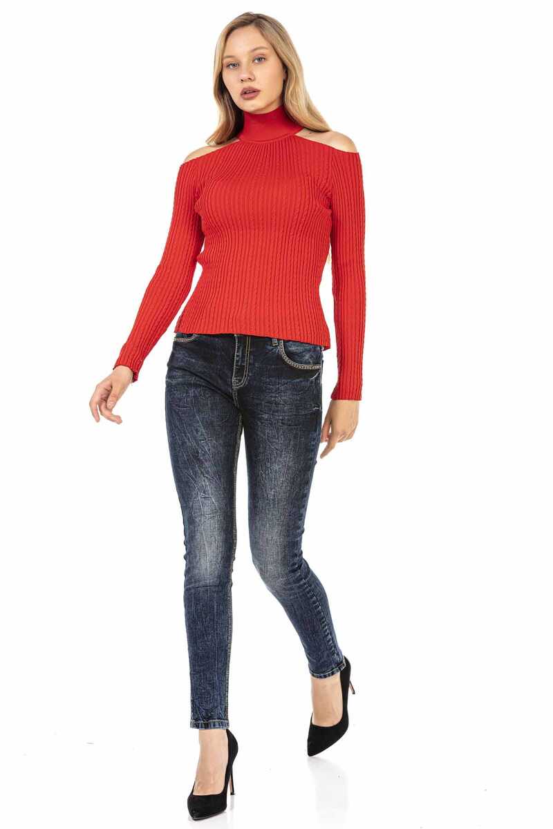 WP205 sweter damski z wycięciami