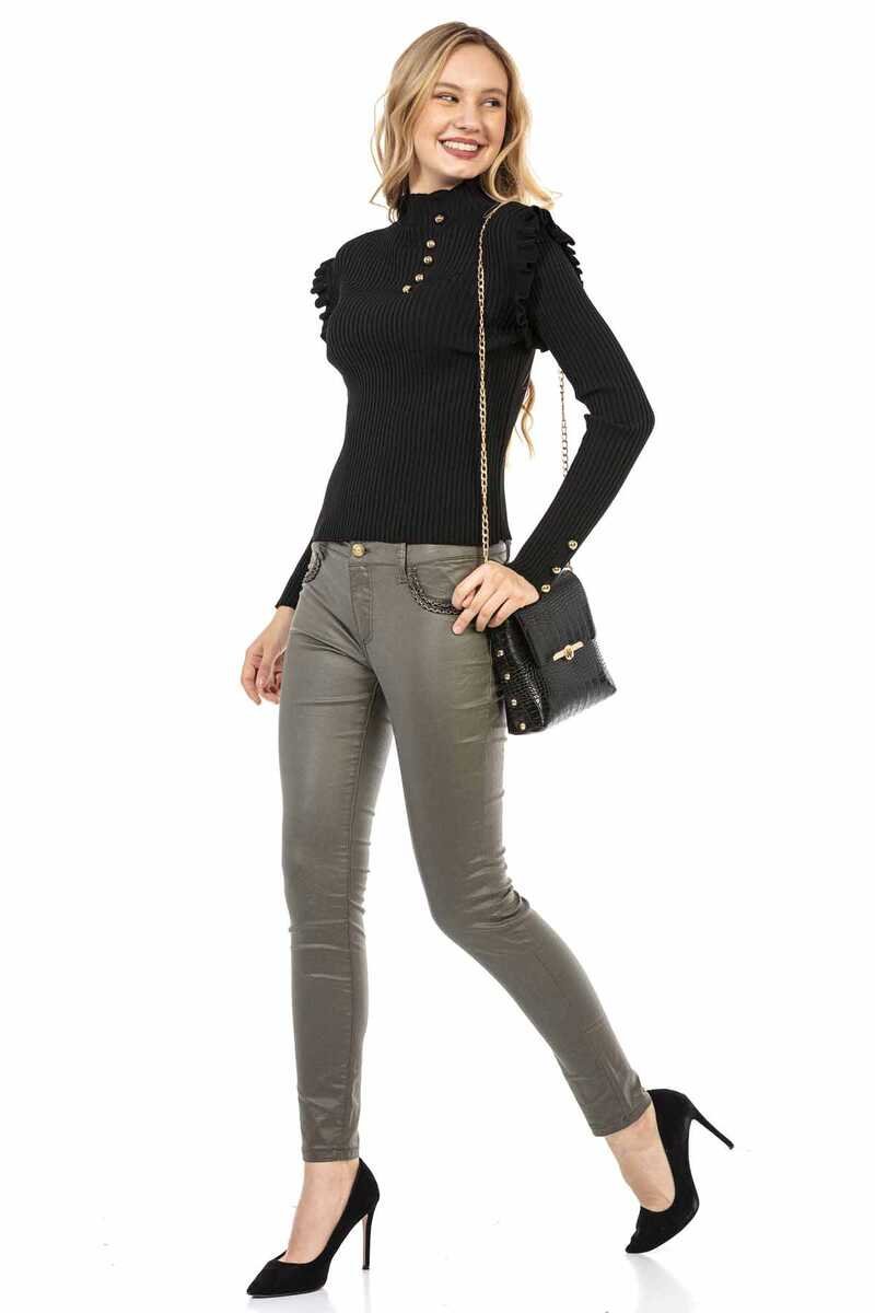 WP209 sweter damski z modnymi dodatkami