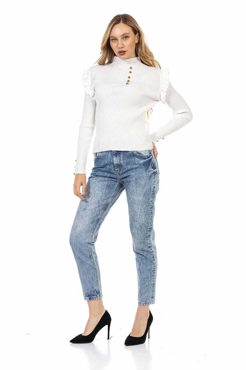 WP209 sweter damski z modnymi dodatkami