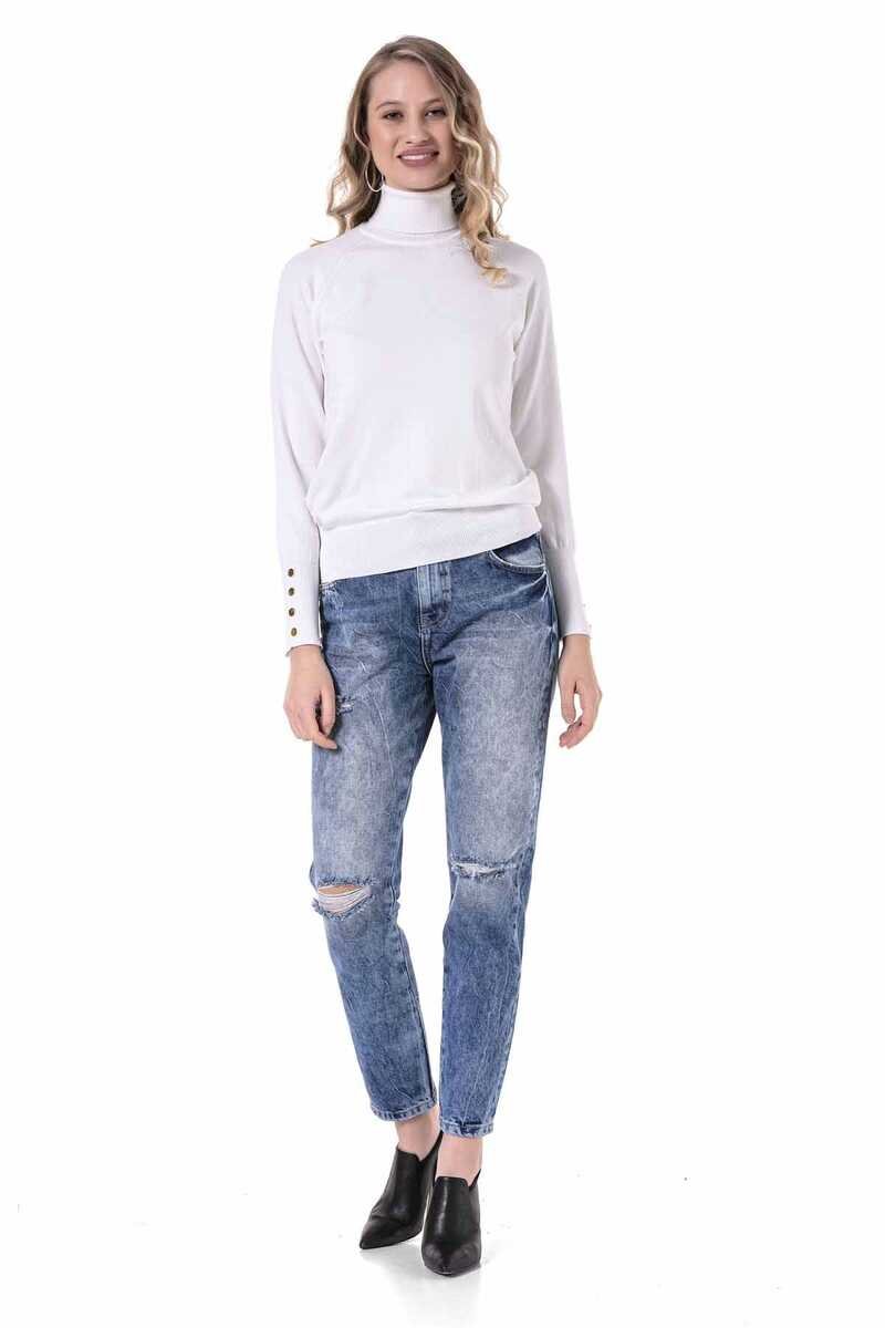 WP228 sweter damski z golfem i guzikami