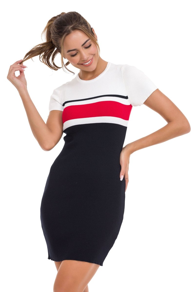 WP257 sukienka dzianinowa w paski