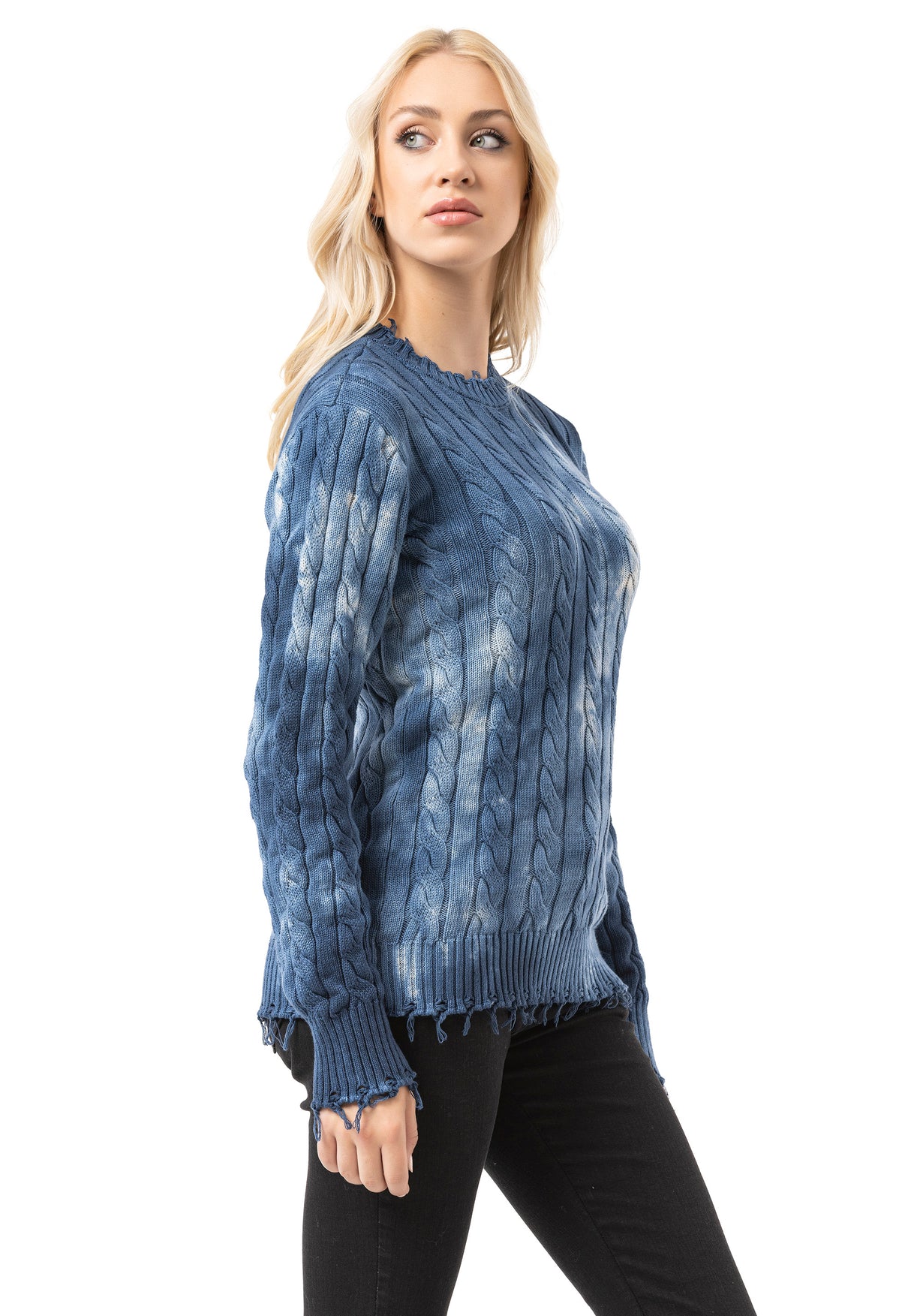 WP268 Pull en maille pour femme – Pull à motif tie-dye et structure côtelée | Look casual moderne pour tous les jours et streetwear