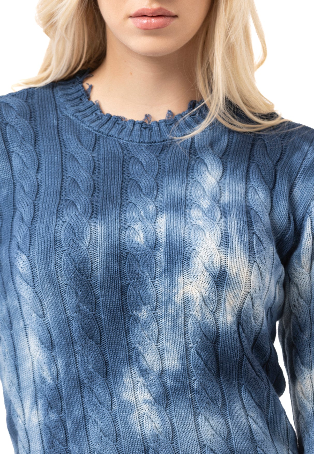 WP268 Pull en maille pour femme – Pull à motif tie-dye et structure côtelée | Look casual moderne pour tous les jours et streetwear