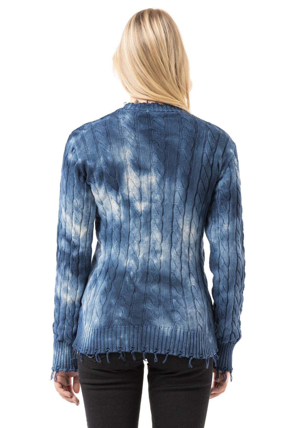 WP268 Pull en maille pour femme – Pull à motif tie-dye et structure côtelée | Look casual moderne pour tous les jours et streetwear