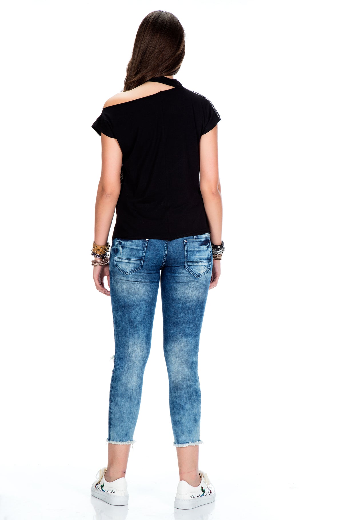 WT201 T-shirt damski z rozcięciem