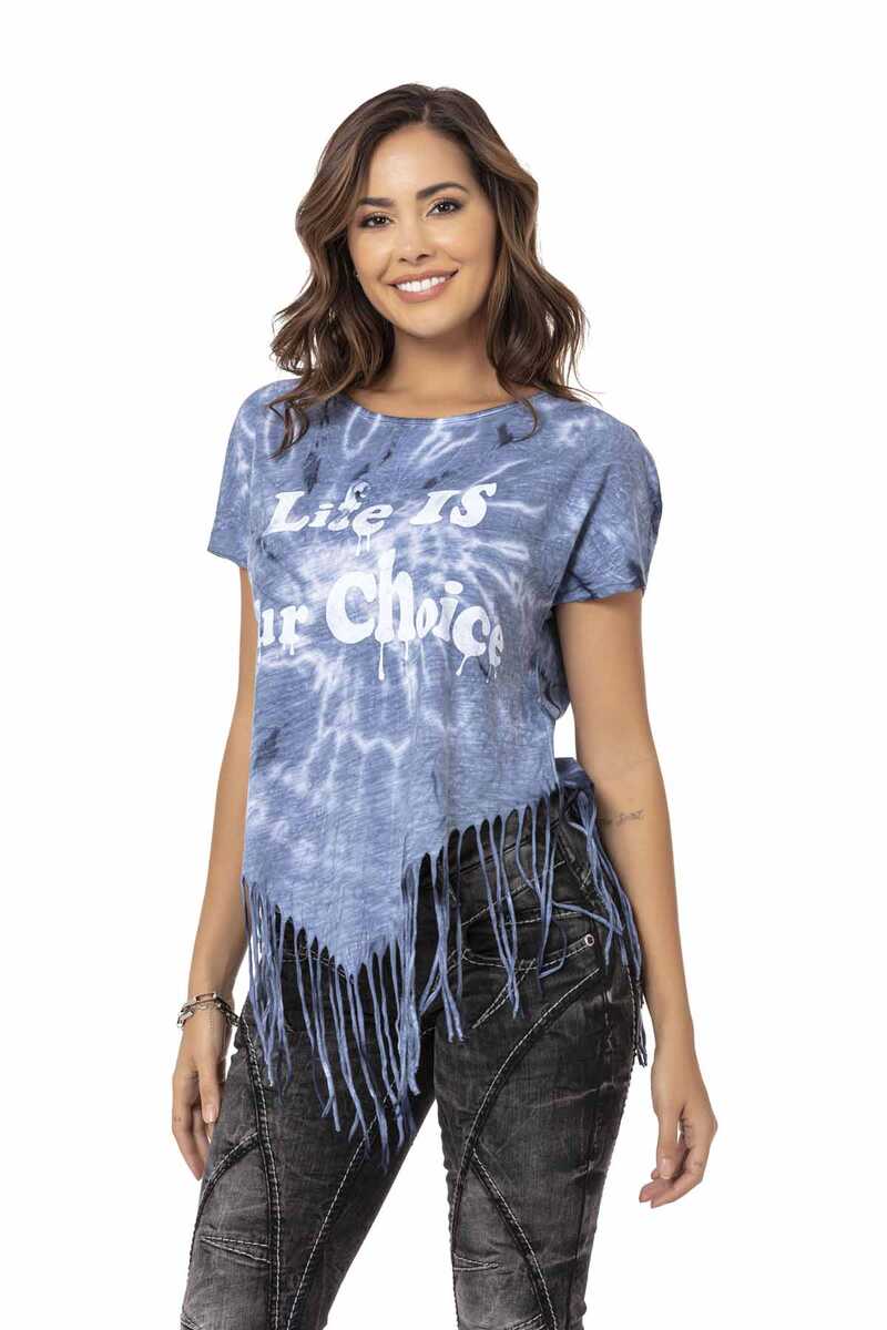 WT318 T-shirt damski z frędzlami