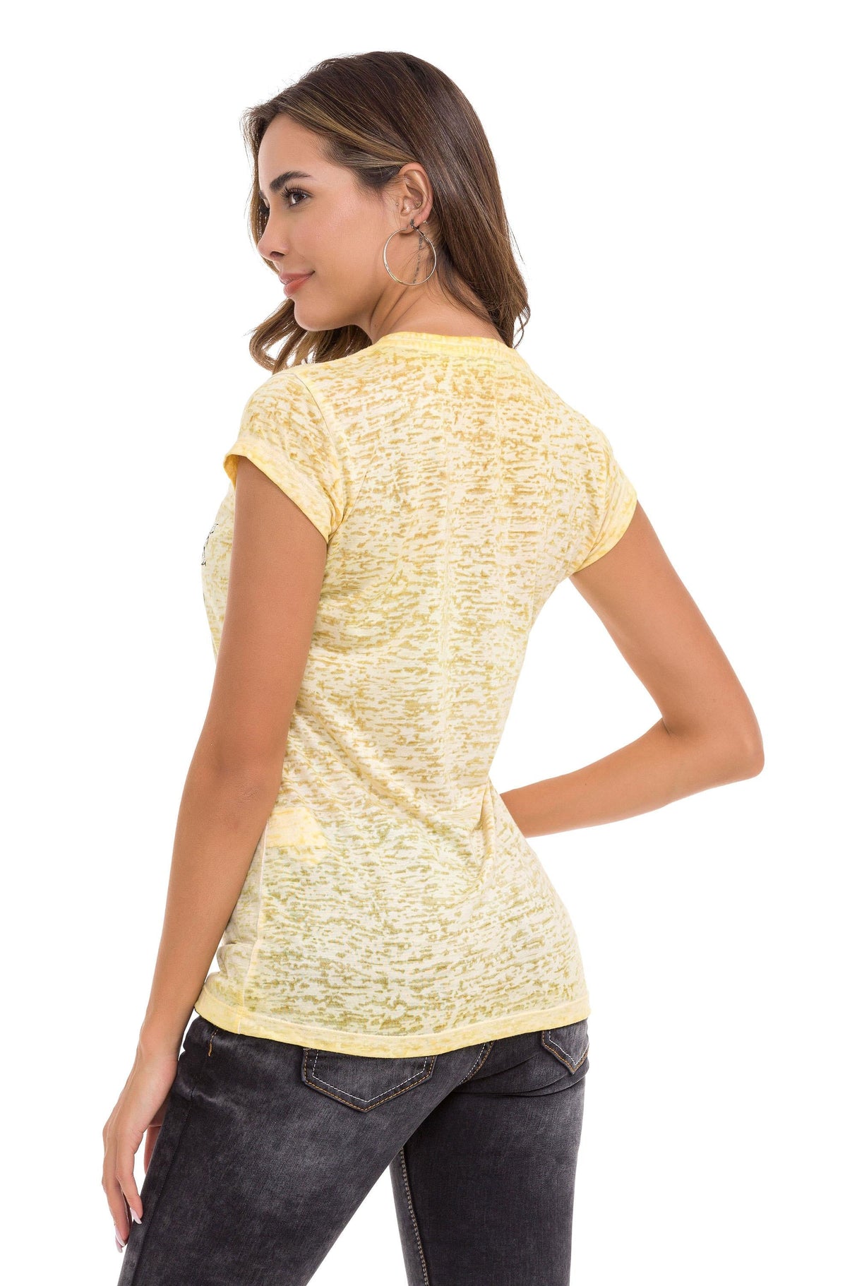 WT344 T-shirt damski z przyciągającym wzrok nadrukiem