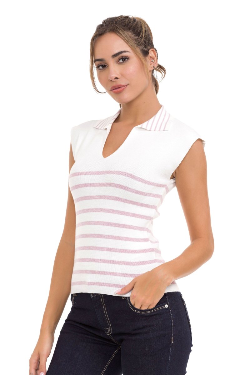 WT353 T-shirt damski w paski