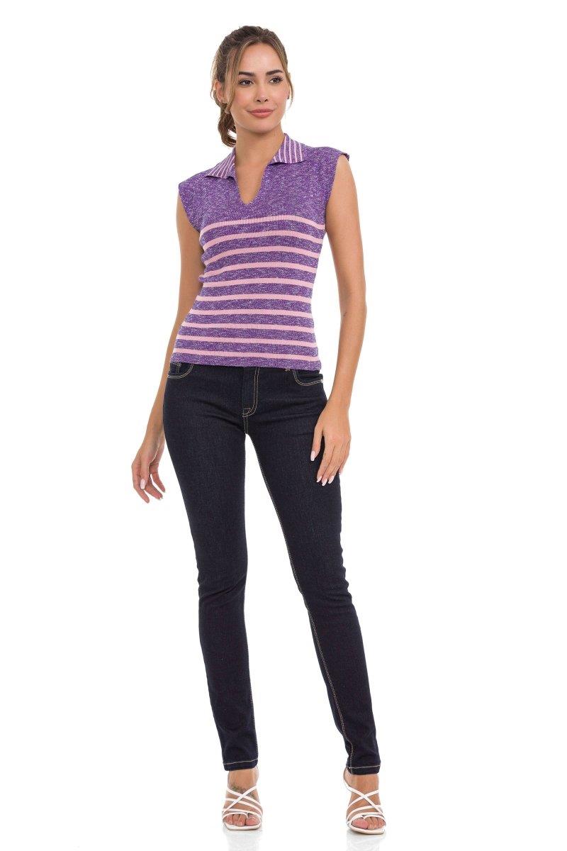 WT353 T-shirt damski w paski