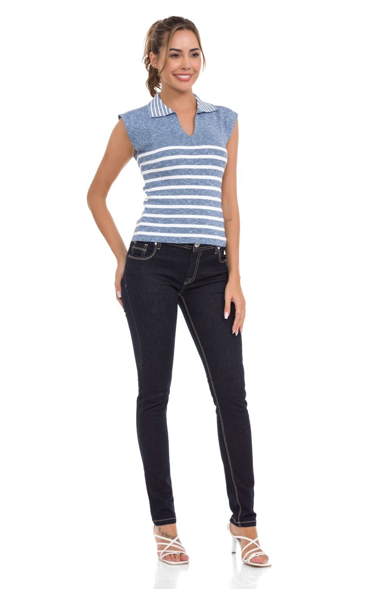 WT353 T-shirt damski w paski