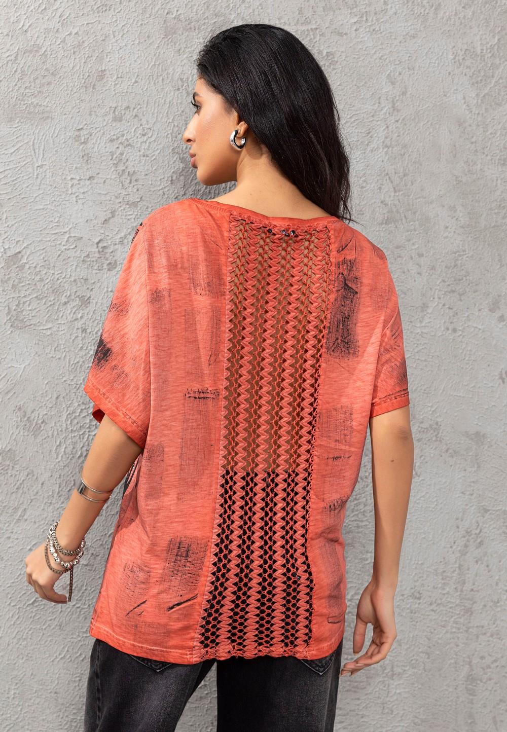 WT377 T-shirt damski z dużym nadrukiem