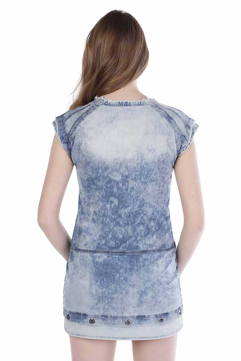 WY108 Damen Jerseykleid mit stylischen Eyelets
