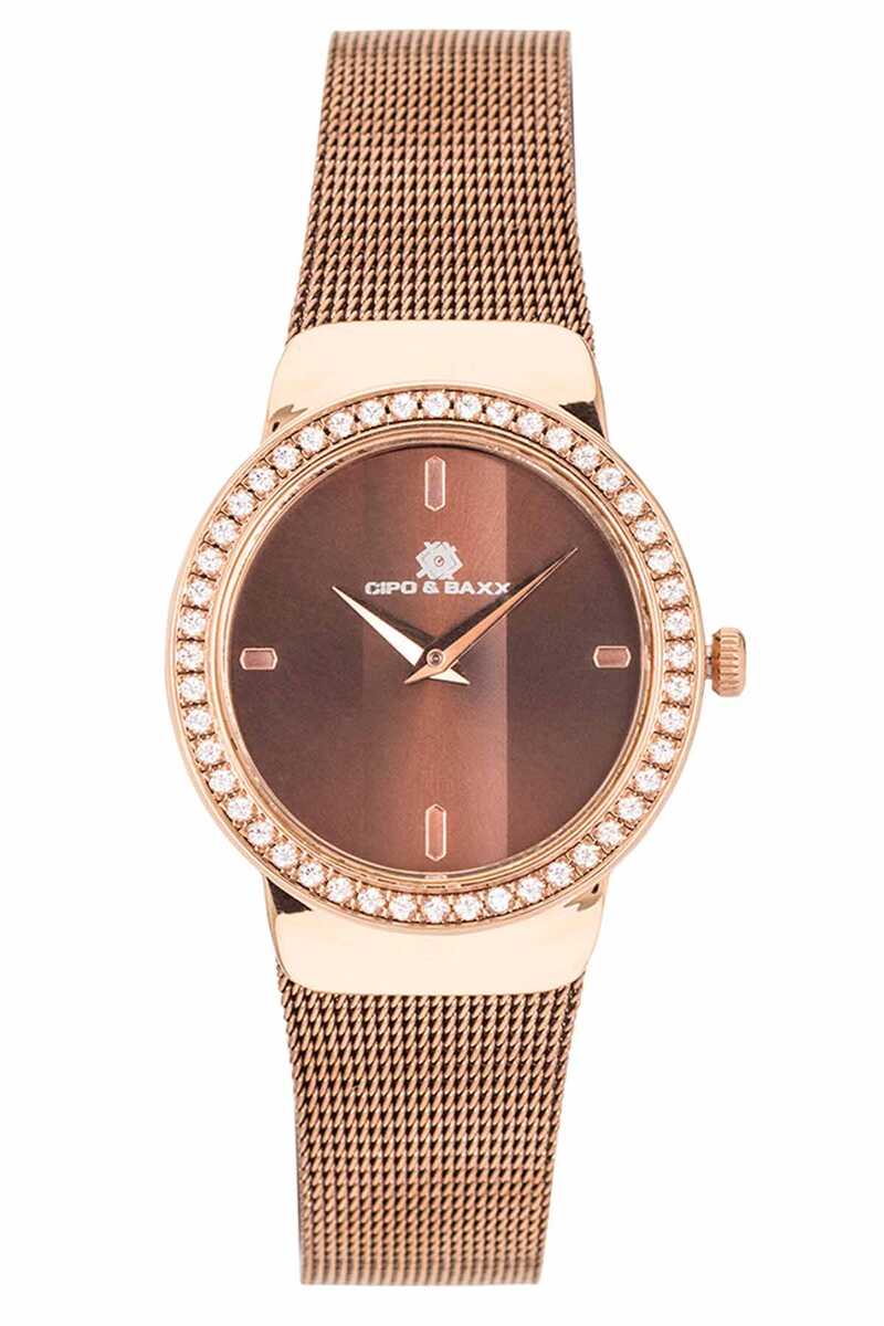 WZ101 women's watch in shiny stone straw with knitted steel strap