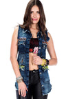 W1106 Women's west shirt with glittering chains