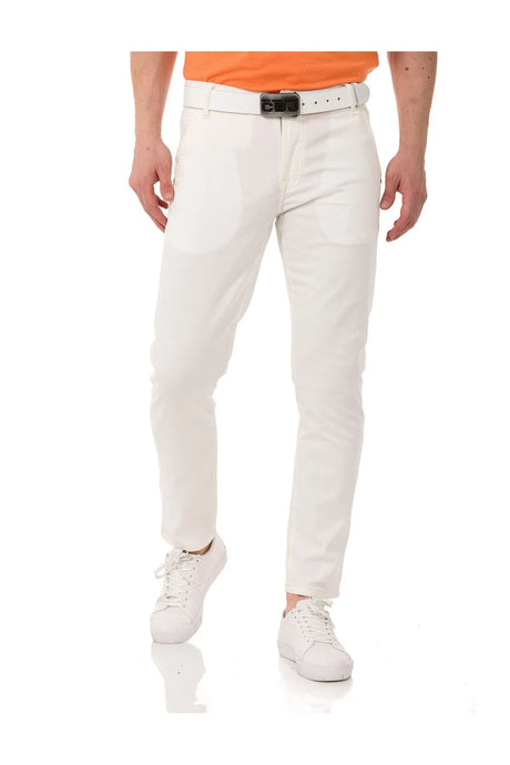 Pantaloni in tessuto maschile CD842 nel taglio in forma slim alla moda