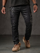 CD405 jeans confortable pour hommes avec des fermetures éclair décoratives cool en coupe droite
