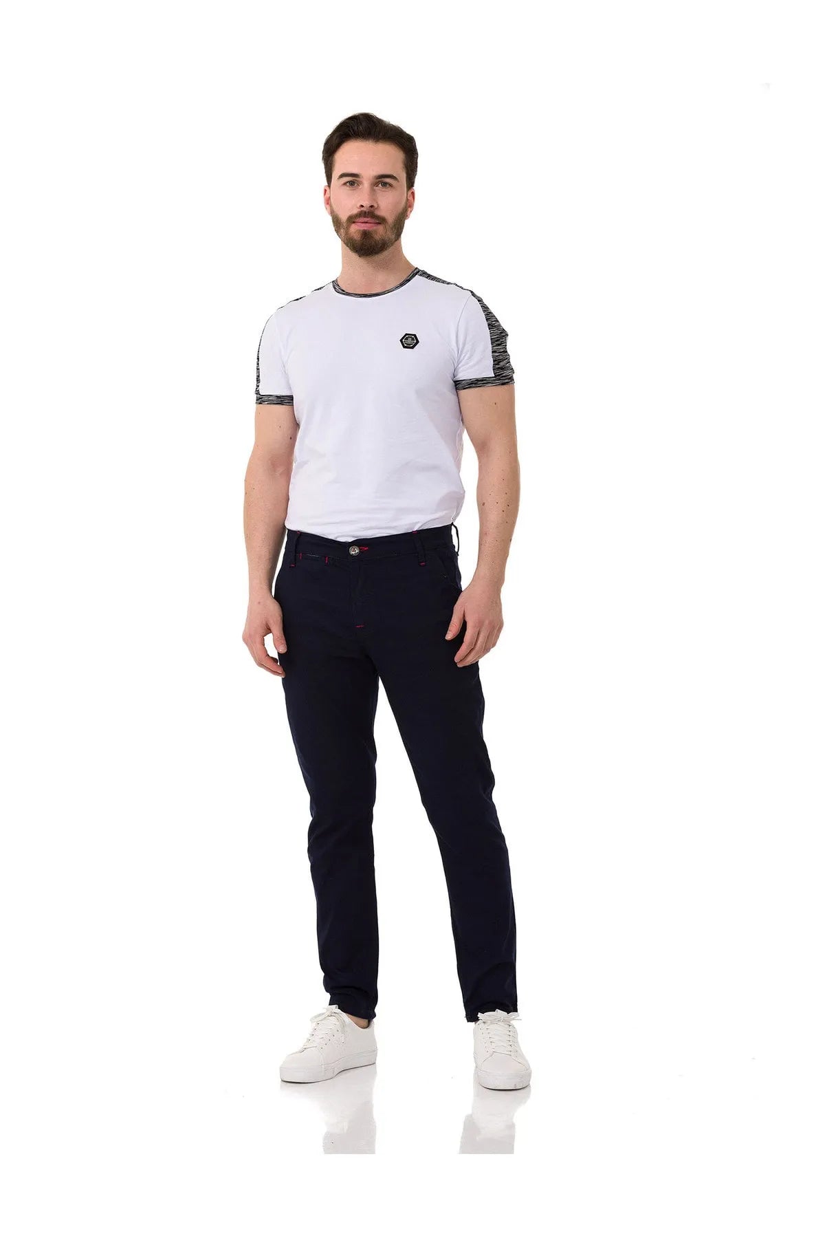 CD842 Men's fabric trousers in the fashionable slim fit cut