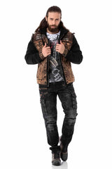 CD798 Men's jeans leisure trousers in biker style with synthetic leather elements