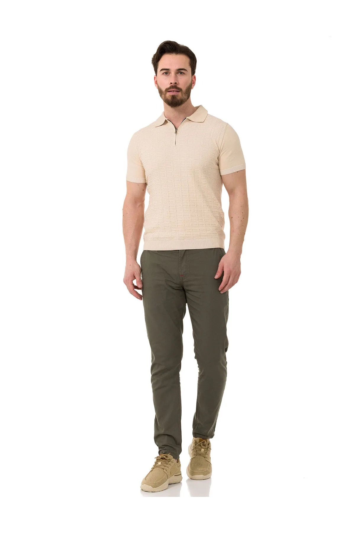 CD842 Men's fabric trousers in the fashionable slim fit cut