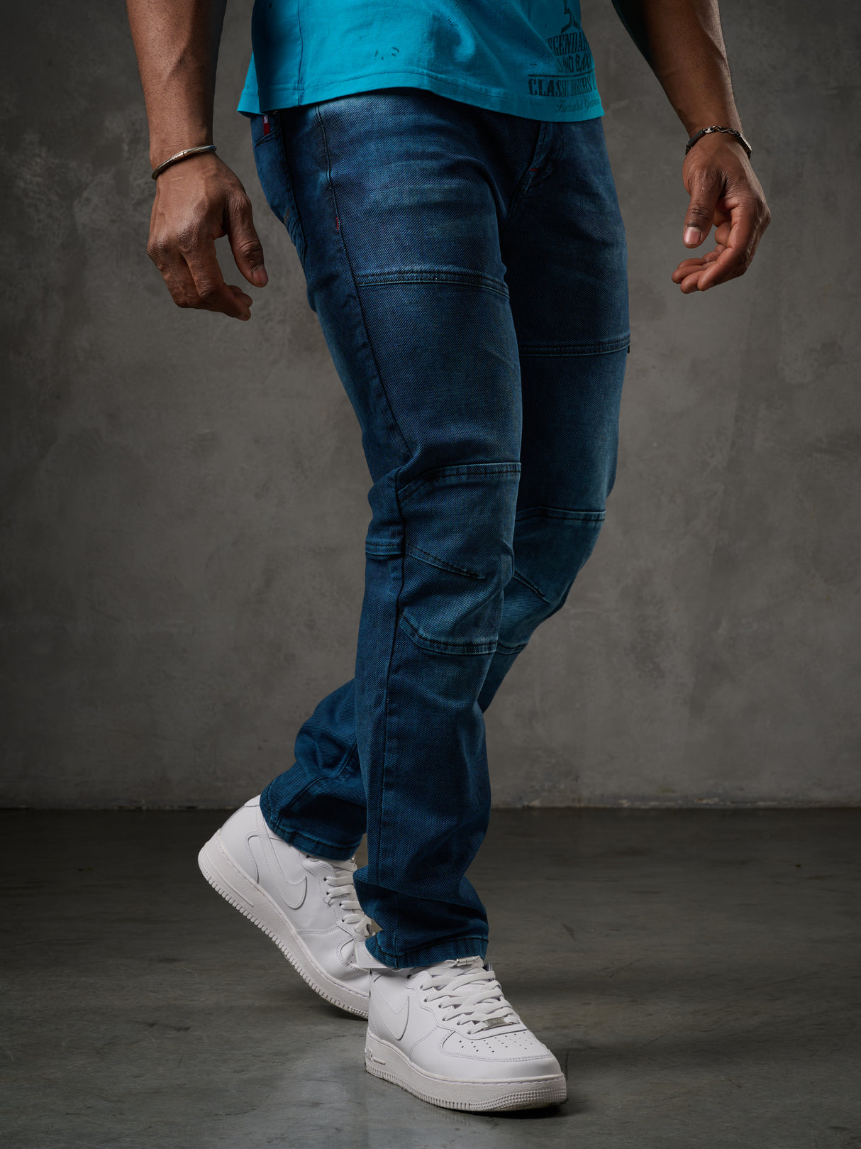 CD699 Herren Straight Fit-Jeans mit cooler Used-Waschung