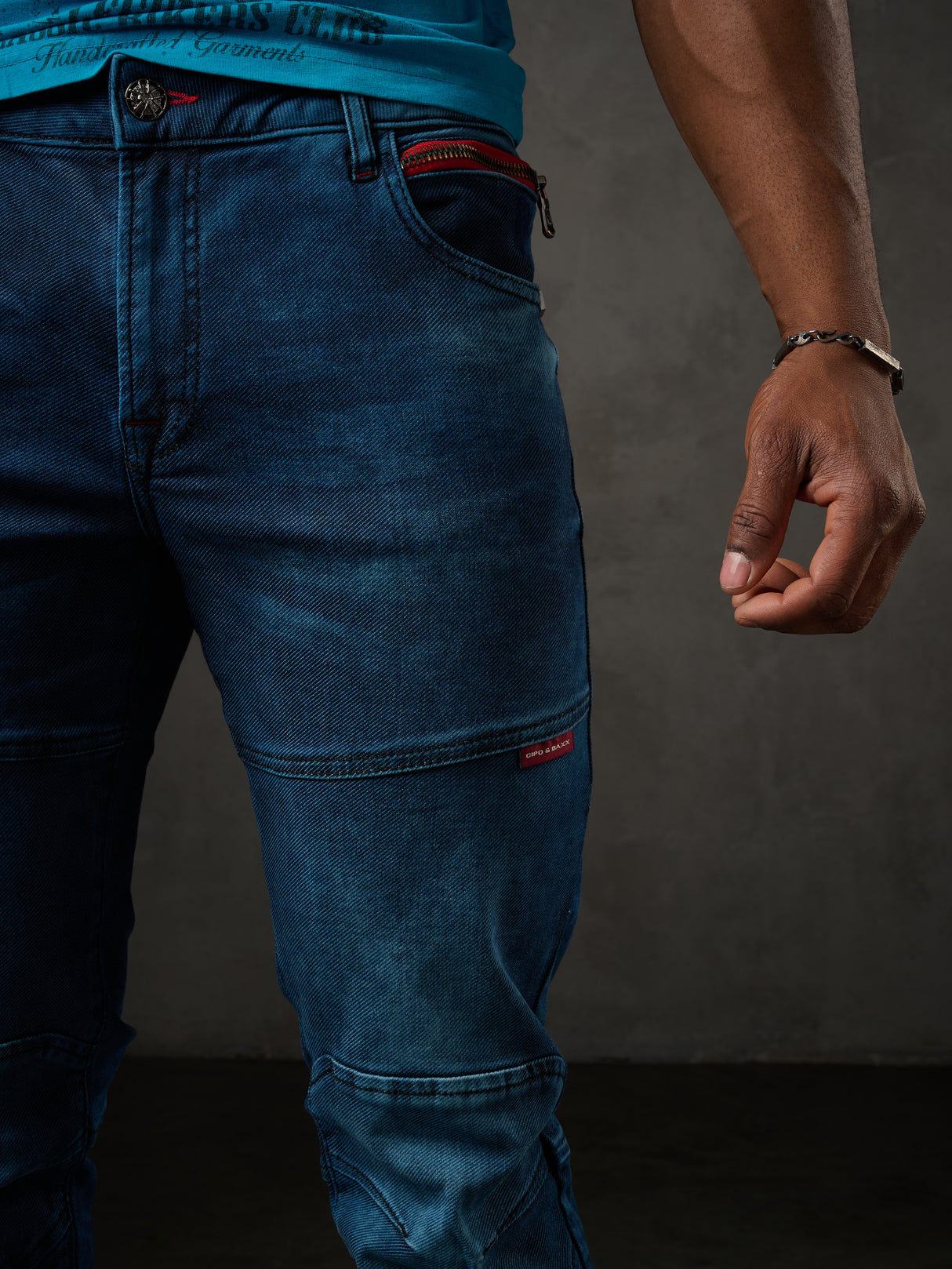 CD699 Herren Straight Fit-Jeans mit cooler Used-Waschung