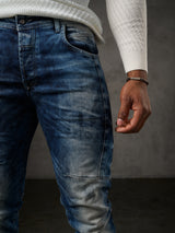 CD286 Herren bequeme Jeans mit cooler Waschung und Ziernähten