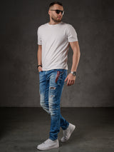 CD847 Herren Designer Jeanshose mit Kontrastfarbenen Details