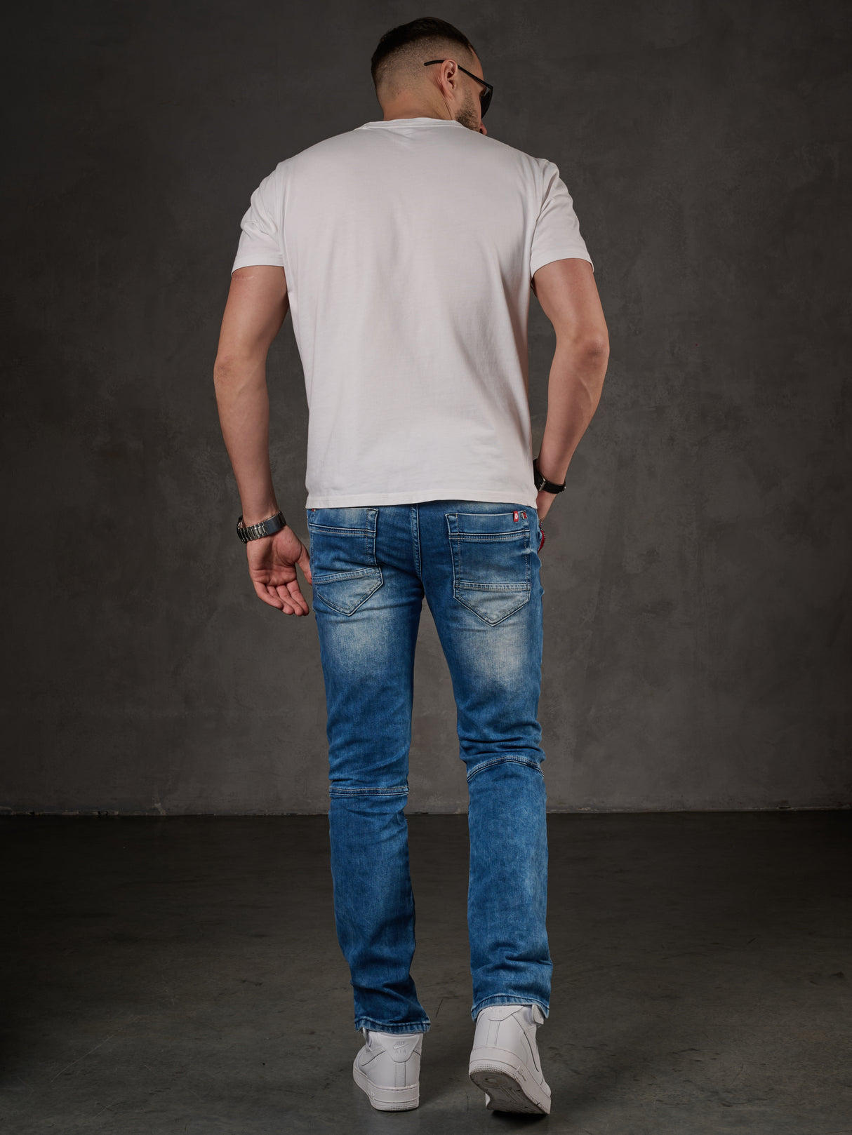 CD847 Herren Designer Jeanshose mit Kontrastfarbenen Details