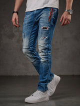 CD847 Herren Designer Jeanshose mit Kontrastfarbenen Details