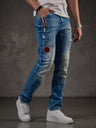 CD847 Herren Designer Jeanshose mit Kontrastfarbenen Details