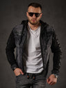 Giacca in denim CJ155, giacca in felpa con cappuccio in look western