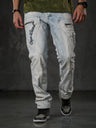 CD272 Herren bequeme Jeans mit bestickten Nähten in Straight Fit